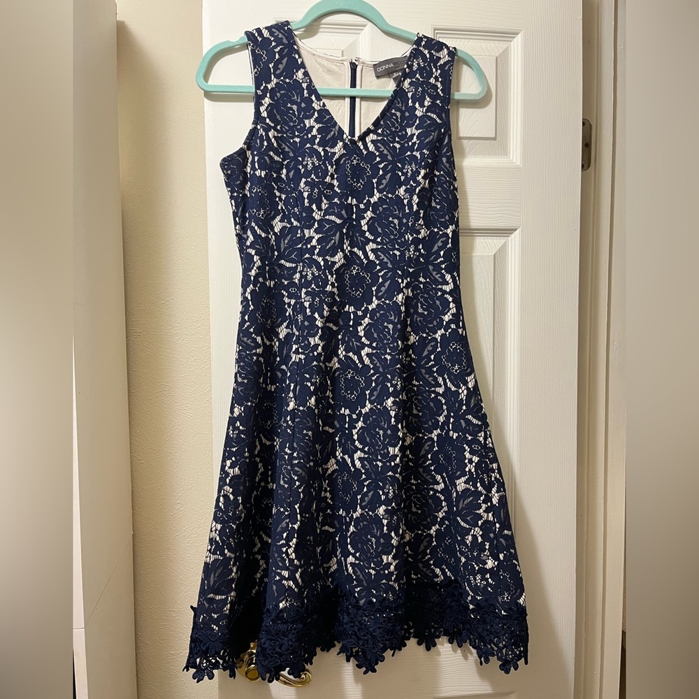blue and cream lace Donna Ricco New York